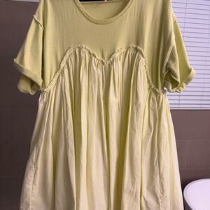 Free People Light Yellow Mini Dress